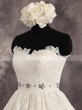 Strapless Wedding Reception Dresses,Lace Short Wedding Dress,WD00553