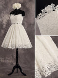 Strapless Wedding Reception Dresses,Lace Short Wedding Dress,WD00553