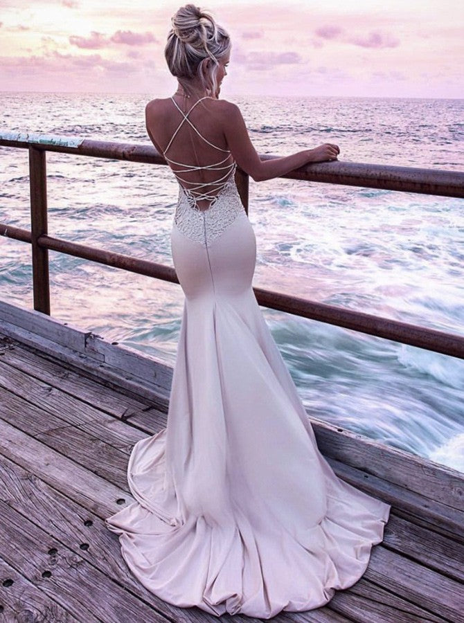 Strappy Prom Dresses,Mermaid Prom Dress,Fitted Prom Dress,Prom Dress w