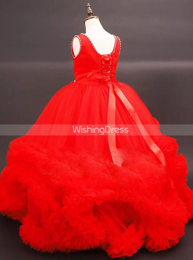 red princess dress Stunning Red Little Girls Pageant Dresses,Unique Little Girls Princess Dress,GPD0054, J4 / Silver