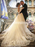 Stylish Wedding Gown With Illusion Sleeves,Luxurious Bridal Gown,WD00407