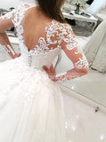 Stylish Wedding Gown With Illusion Sleeves,Luxurious Bridal Gown,WD00407