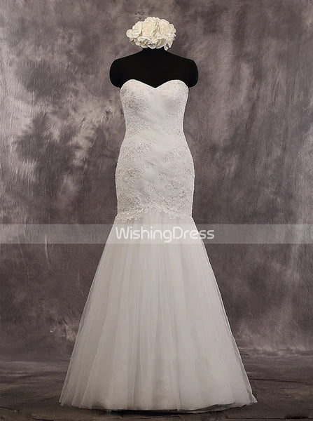 Sweetheart Neckline Mermaid Wedding Dresses,Tulle Floor Length Bridal Dress,WD00548