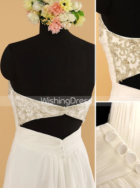 Sweetheart Wedding Dresses Beach,Chiffon Open Back Outdoor Wedding Dress,WD00558