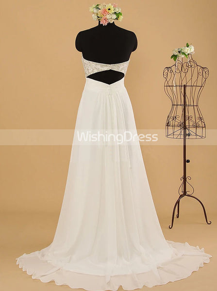 Sweetheart Wedding Dresses Beach,Chiffon Open Back Outdoor Wedding Dress,WD00558
