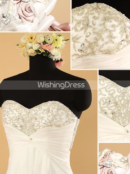 Sweetheart Wedding Dresses Beach,Chiffon Open Back Outdoor Wedding Dress,WD00558