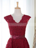 Tea Length Bridesmaid Dress,Lace Bridesmaid Dress,A line Bridesmaid Dress,BD00148