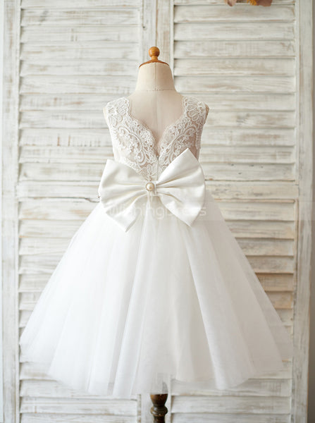 Tea Length Flower Girl Dresses,Tulle Flower Girl Dress,FD00103