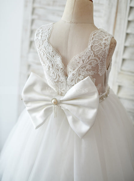 Tea Length Flower Girl Dresses,Tulle Flower Girl Dress,FD00103