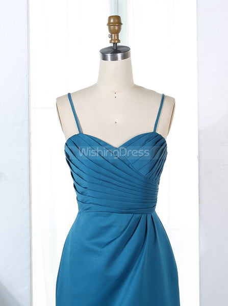 Teal Bridesmaid Dress,Satin Bridesmaid Dress,Fitted Bridesmaid Dress,BD00314
