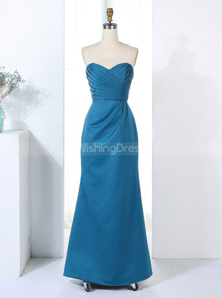 Teal Bridesmaid Dress,Satin Bridesmaid Dress,Fitted Bridesmaid Dress,BD00314