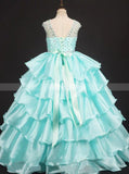 Tiered Little Girls Pageant Gowns,Satin Stunning Girls Special Occasion Gowns,GPD0058