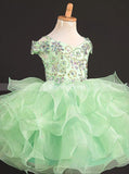 Tiered Short Girls Pageant Dress,Cute Girls Party Dress,GPD0014