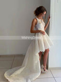 High Low Wedding Dresses,Lace Wedding Dress,Beach Wedding Dress,Romantic Bridal Dress,WD00180