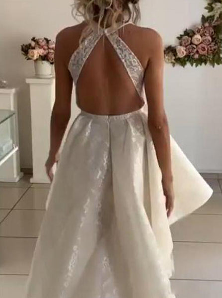 High Low Wedding Dresses,Lace Wedding Dress,Beach Wedding Dress,Romantic Bridal Dress,WD00180