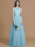 Tulle Bridesmaid Dress,Long Bridesmaid Dress,High Neck Bridesmaid Dress,BD00165
