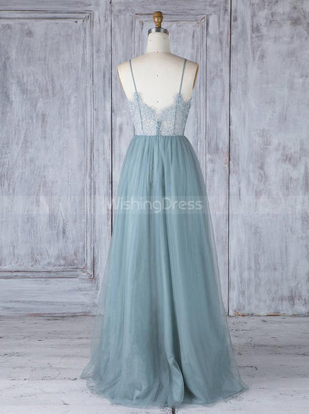Tulle Bridesmaid Dresses,Long Bridesmaid Dress with Straps,BD00351