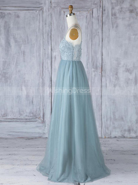 Tulle Bridesmaid Dresses,Long Bridesmaid Dress with Straps,BD00351