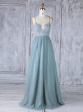 Tulle Bridesmaid Dresses,Long Bridesmaid Dress with Straps,BD00351