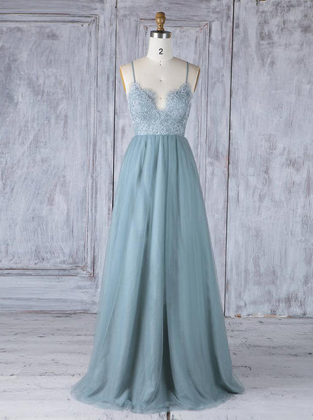 Tulle Bridesmaid Dresses,Long Bridesmaid Dress with Straps,BD00351