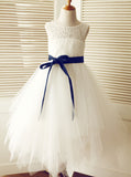 Tulle Flower Girl Dress with Ribbon,Cutout Flower Girl Dress,FD00098