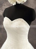 Tulle Knee Length Wedding Dresses with Ruffled Skirt,Strapless Outdoor Wedding Dress,WD00551