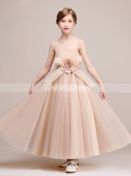 Tulle Long Junior Bridesmaid Dresses,Modest Junior Bridesmaid Dress,JB00039