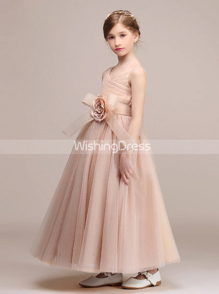 Tulle Long Junior Bridesmaid Dresses,Modest Junior Bridesmaid Dress,JB00039
