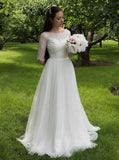 Tulle Wedding Dresses,Wedding Dress with Sleeves,Long Bridal Dress,Destination Bridal Dress,WD00145