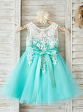 Turquoise Flower Girl Dresses,Cute Flower Girl Dress,Short Flower Girl Dress,FD00009