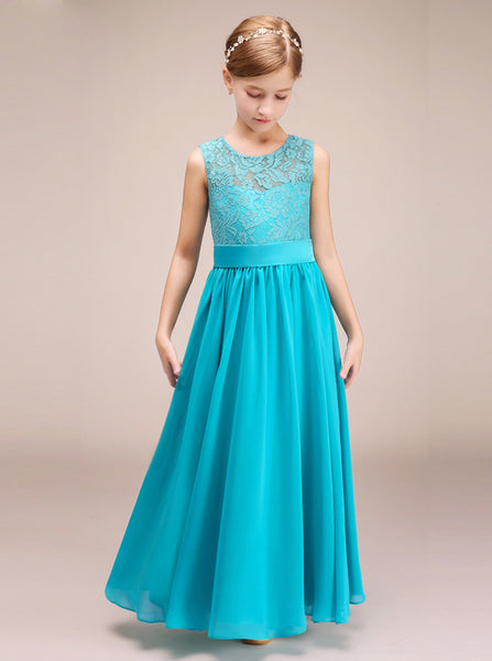 Turquoise Junior Bridesmaid Dresses,Long Junior Bridesmaid Dress,JB00001