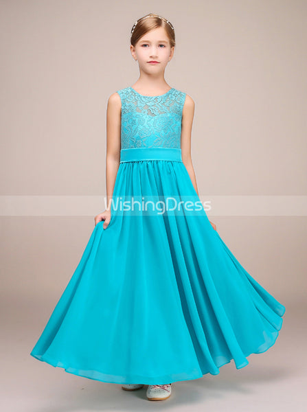 Turquoise Junior Bridesmaid Dresses,Long Junior Bridesmaid Dress,JB00001