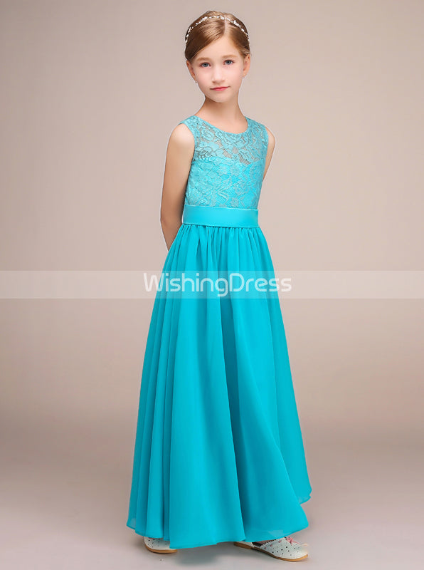 Turquoise Junior Bridesmaid Dresses,Long Junior Bridesmaid Dress,JB000