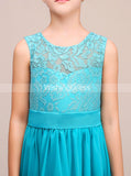 Turquoise Junior Bridesmaid Dresses,Long Junior Bridesmaid Dress,JB00001