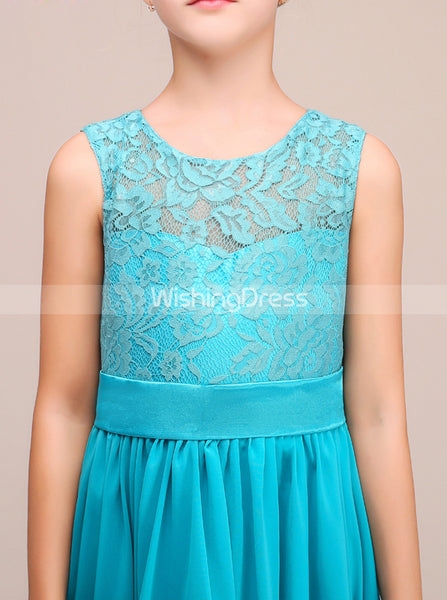Turquoise Junior Bridesmaid Dresses,Long Junior Bridesmaid Dress,JB00001