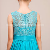 Turquoise Junior Bridesmaid Dresses,Long Junior Bridesmaid Dress,JB00001