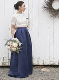 Two Piece Bridesmaid Dresses,Bridesmaid Dress with Sleeves,Long Bridesmaid Dress,BD00209