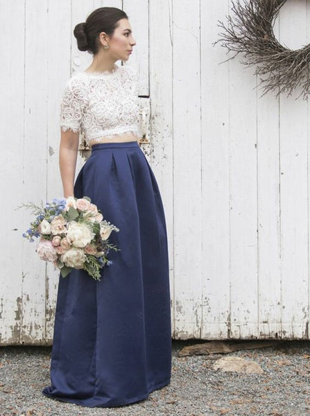 Two Piece Bridesmaid Dresses,Bridesmaid Dress with Sleeves,Long Bridesmaid Dress,BD00209