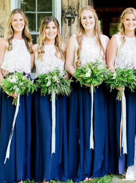Two Piece Bridesmaid Dresses,Long Chiffon Bridesmaid Dress,BD00336