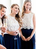 Two Piece Bridesmaid Dresses,Long Chiffon Bridesmaid Dress,BD00336