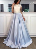 Two Piece Elegant Prom Dresses for Teens,Cap Sleeves Prom Dress,PD00371