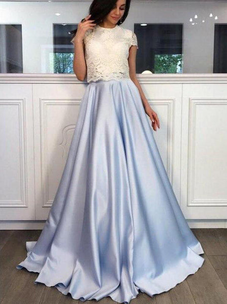 Two Piece Elegant Prom Dresses for Teens,Cap Sleeves Prom Dress,PD00371