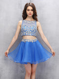 Two Piece Homecoming Dresses,Blue Homecoming Dress,Sexy Homecoming Dress,HC00108