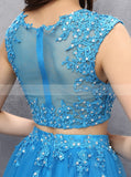 Two Piece Homecoming Dresses,Blue Homecoming Dress,Short Homecoming Dress,HC00062
