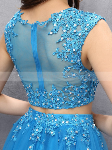 Two Piece Homecoming Dresses,Blue Homecoming Dress,Short Homecoming Dress,HC00062
