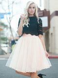 Two Piece Homecoming Dresses,Knee Length Homecoming Dress,Homecoming Dress with Sleeves,HC00133
