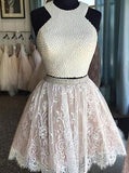 Two Piece Homecoming Dresses,Lace Homecoming Dress,Graduation Girls Dress,HC00197