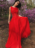 Two Piece Homecoming Dresses,Red Prom Dresses,Long Chiffon Homecoming Dress,HC00085