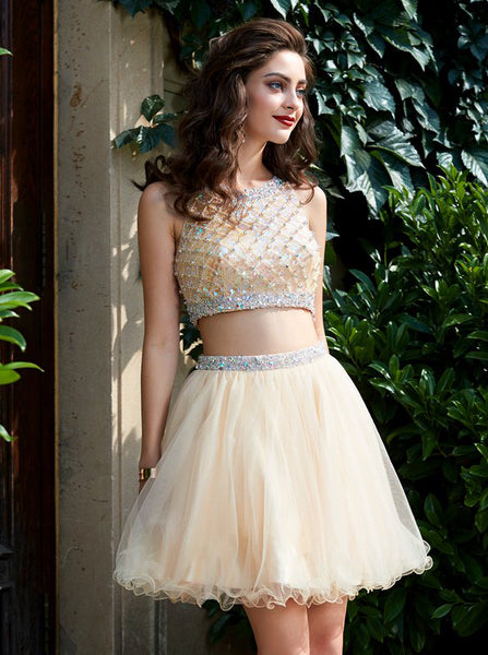 Two Piece Homecoming Dresses,Sparkly Homecoming Dress,Sexy Cocktail Dress,HC00152
