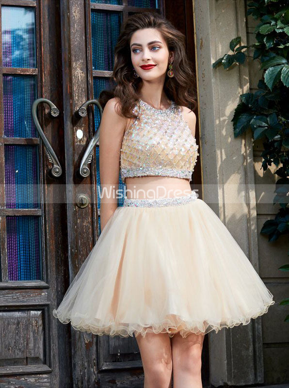 Two Piece Homecoming Dresses,Sparkly Homecoming Dress,Sexy Cocktail Dr